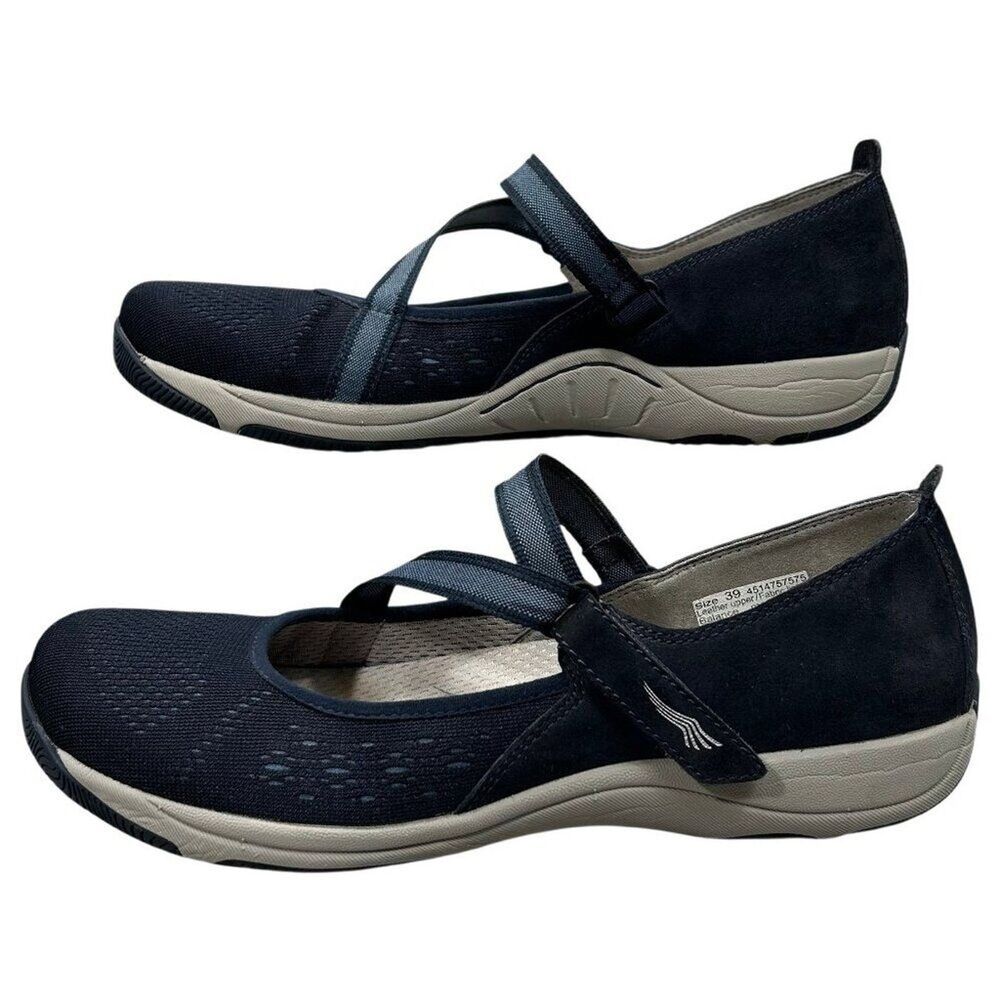 Dansko Navy Blue Mary Jane Flats with Tan Sole